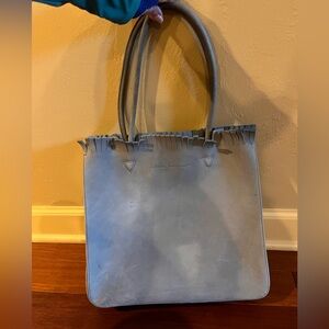 Salvatore Ferragamo light blue suede Leather Tote Bag